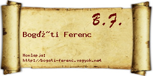 Bogáti Ferenc névjegykártya
